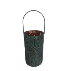 Infinity 10 In. Metal Leaves Hanging Lantern Green Patina