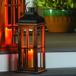 Evergreen Meadow Creek Black & Brown Metal/Wood 20 In. Decorative Lantern -Traeger Shop 8050433 A V1.eps High 26172.1645456528