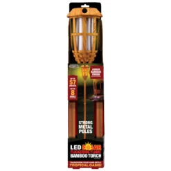 Blazing LED Amber Flickering Flame Bamboo Torch